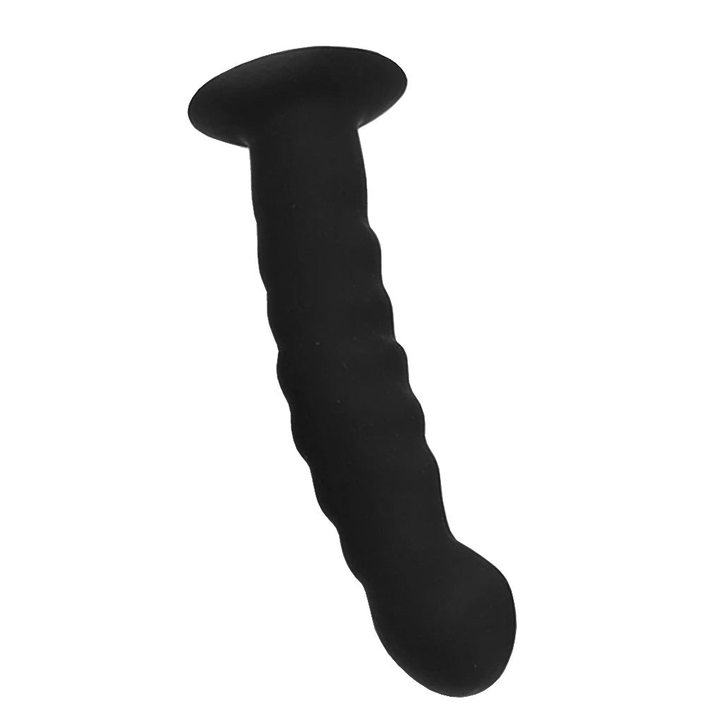 Ribbed Anal Suction Cup Silicone Dildo