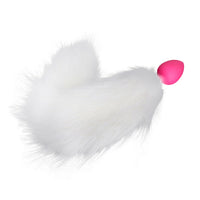 Medium Sized Fox Tail Pink Silicone Plug, White 18"