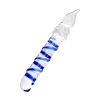 Ribbed Anal Blue Glass Dildo