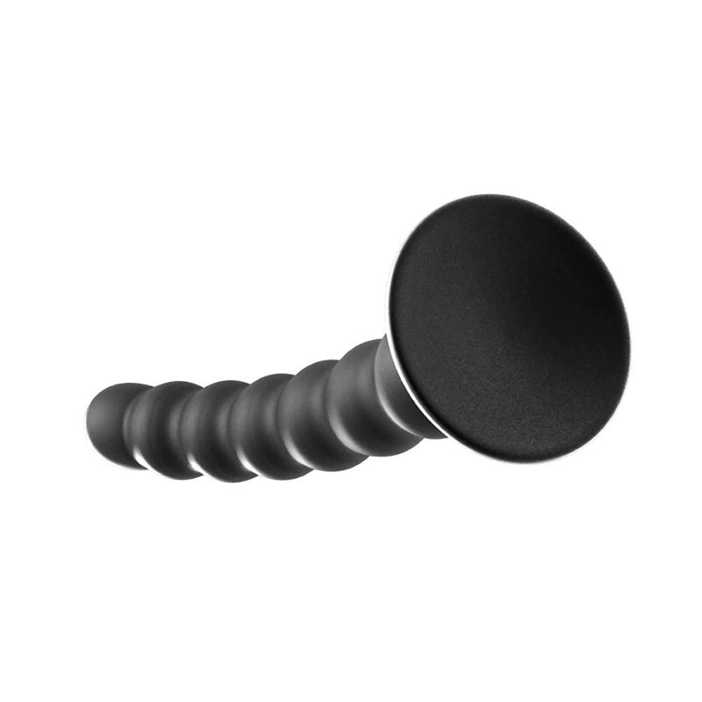 Ribbed Anal Suction Cup Silicone Dildo