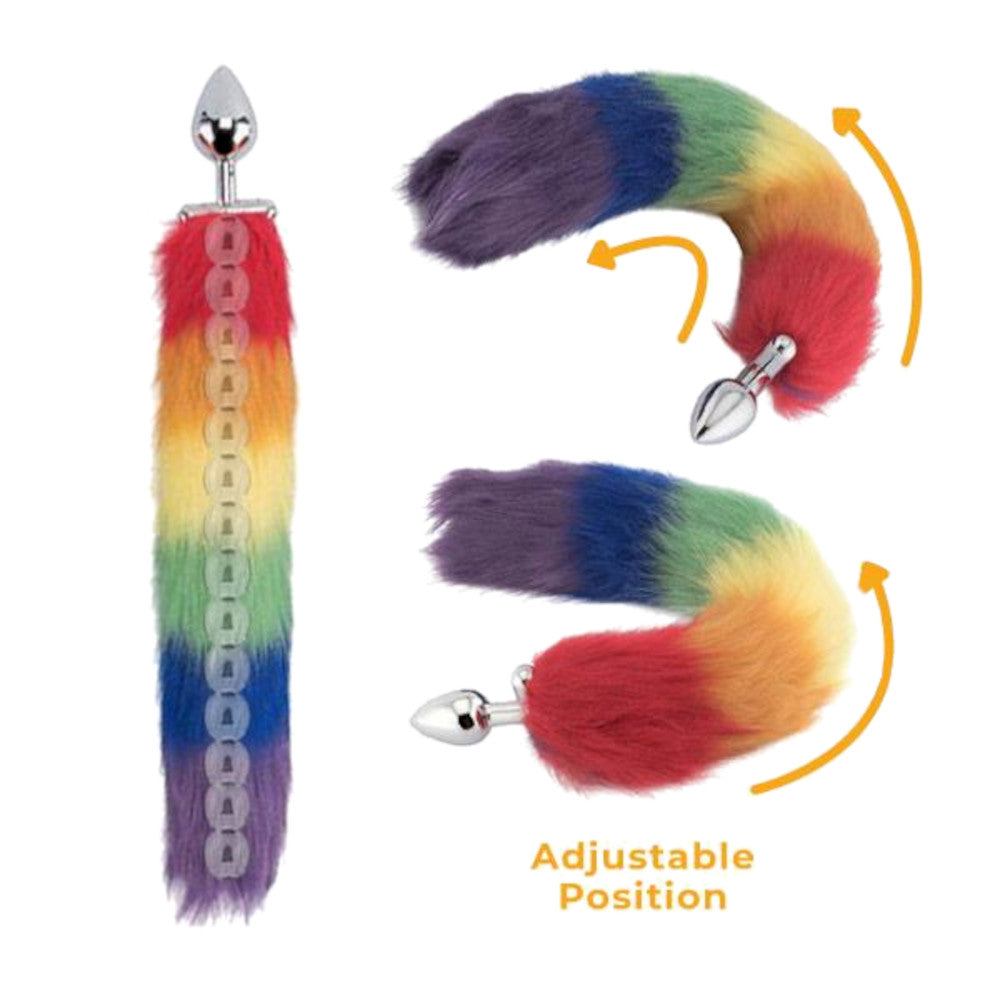 Rainbow Fox Shapeable Metal Tail Butt Plug, 18"