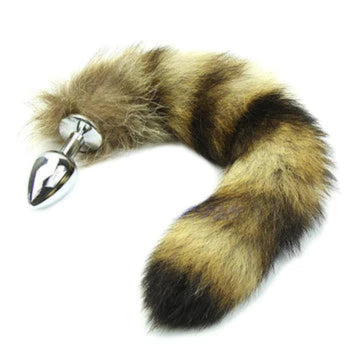 16" Brown Cat Tail with Stainless Steel Butt Plug