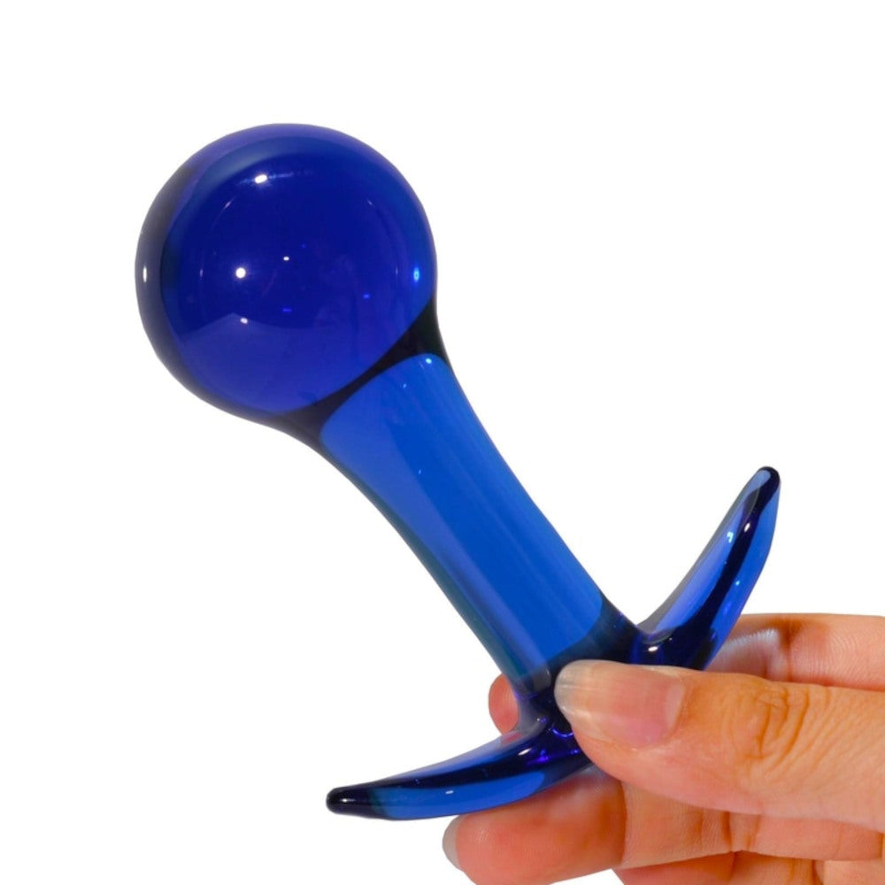 Blue Ball Glass Anal Toy Plug