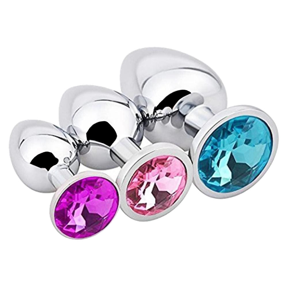 Steel Tear Drop Jeweled Plug Set 3 Piece