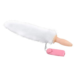 White Cat Tail with Flesh Silicone Plug