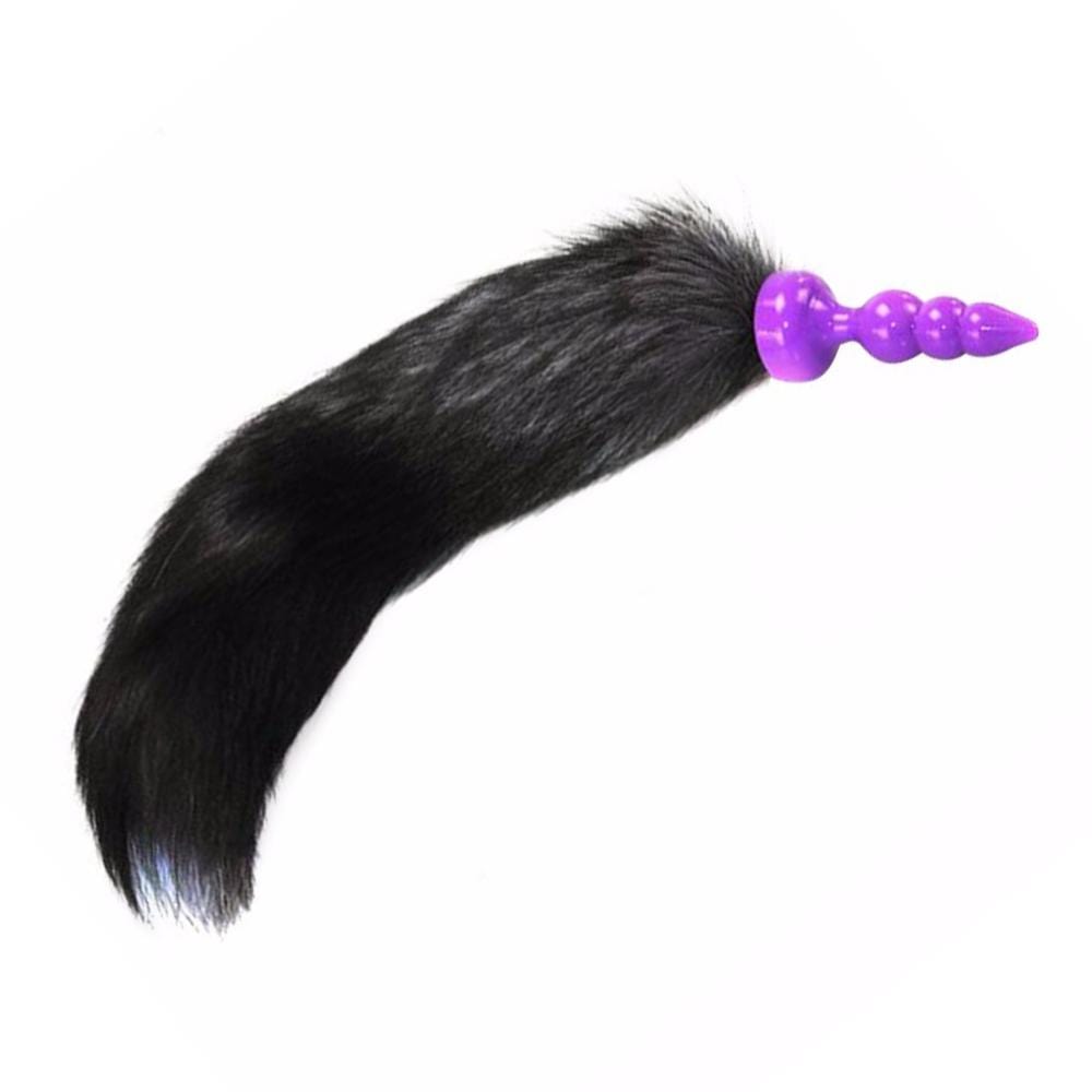 16" Black Cat Tail Silicone Plug