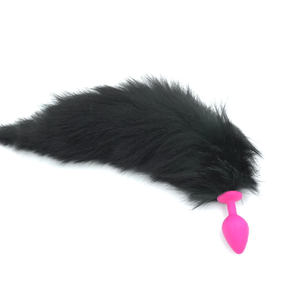 Medium Sized Cat Tail Silicone Plug, Black 17"
