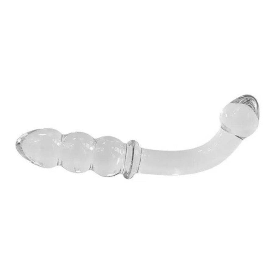 Curved Clear Glass Butt Dildo