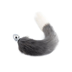 18" Grey with White Fox Tail Plug