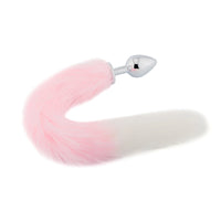 Pink with White Fox Metal Tail Plug, 18"