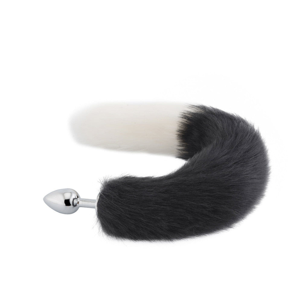 Black & White Fox Tail Plug 16"