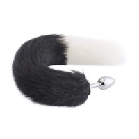 Black & White Fox Tail Plug 16"