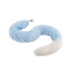 32" Light Blue With White Fox Tail Plug