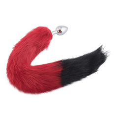 18" Red with Black Tip Fox Tail Plug