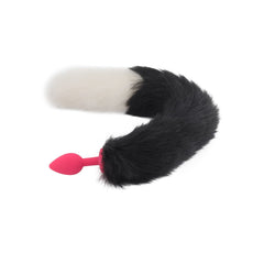 Black & White Silicone Wolf Tail Plug 16"