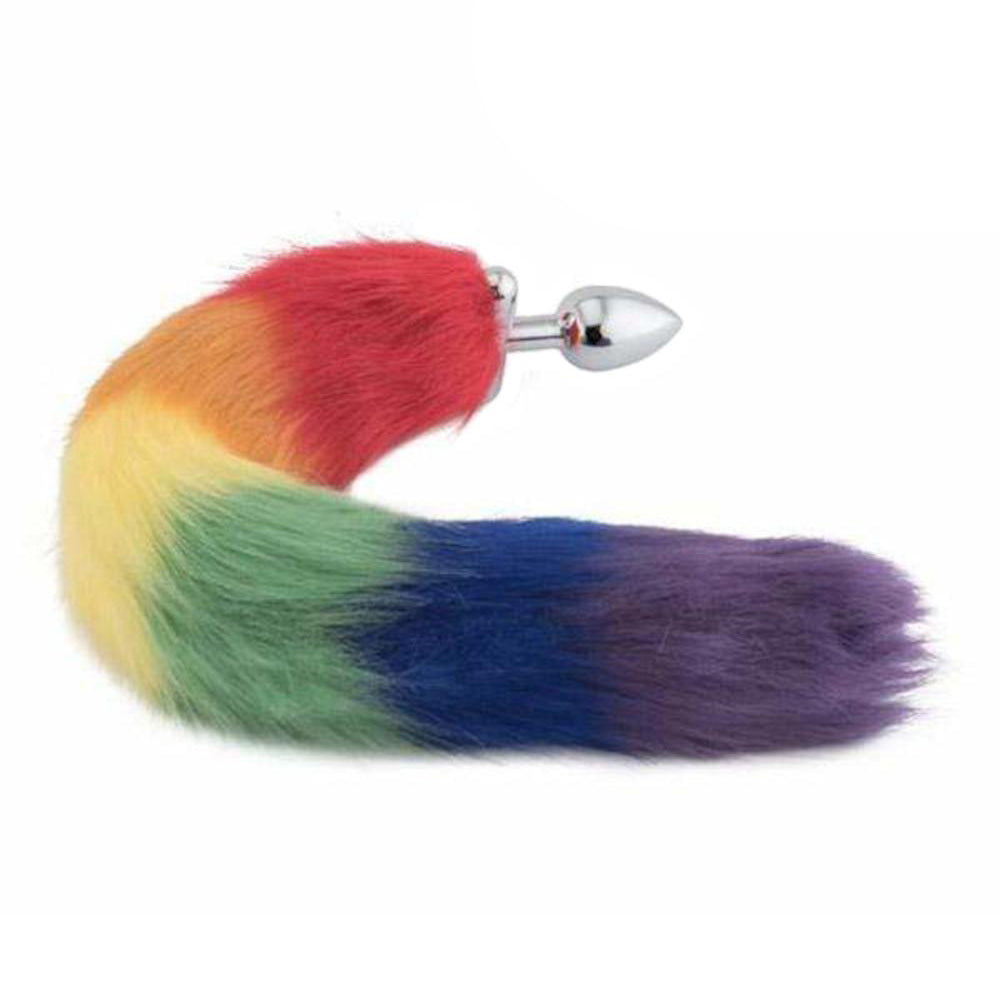 Rainbow Fox Shapeable Metal Tail Butt Plug, 18"