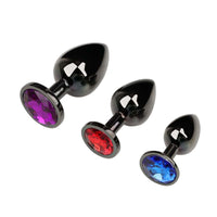 Gunmetal Jeweled Princess Butt Plug 3 Piece Set