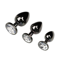 Gunmetal Jeweled Princess Butt Plug 3 Piece Set