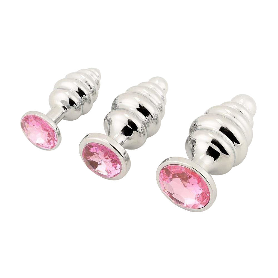 Ribbed Jeweled Plug Set (3 Piece)