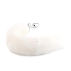 18" Shapeable White Fox Tail Plug