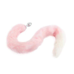 Pink with White Fox Metal Tail, 32"