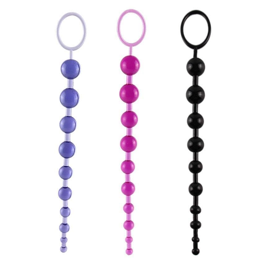 3 Colors 12" Silicone Anal Beads with Pull Ring Ball