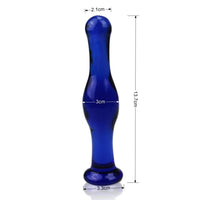 Blue Curvy Glass Plug Dildo