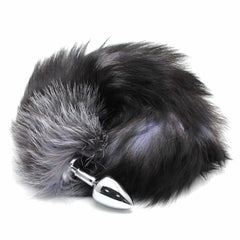 17" Black Fox Tail with Stainless Steel Princess  Plug